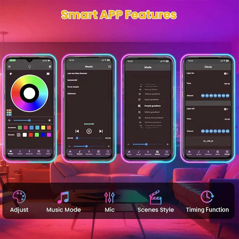 LED RGB Strip Lights- App Control+ Remote|5m / 10m / 20m / 30m | Bedroom, Gaming, Home Decor.